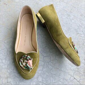 Charlotte Olympia Loafers Smoking Shoes Slippers Flats Zodiac Capricorn Green 36